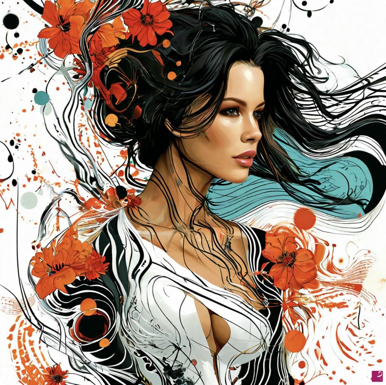 quadri in vendita online - Women in flowers