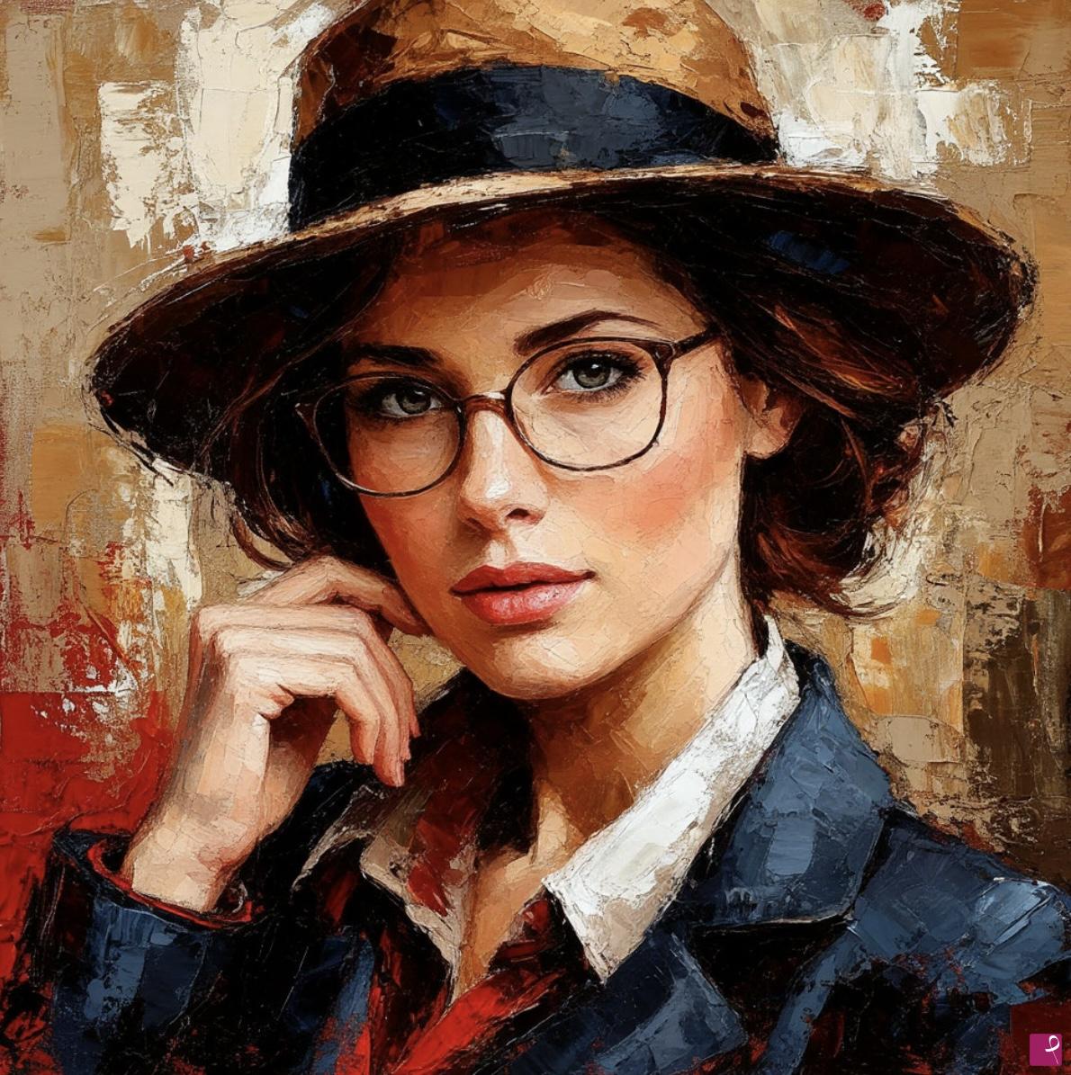 quadri in vendita online - Women in hat 2
