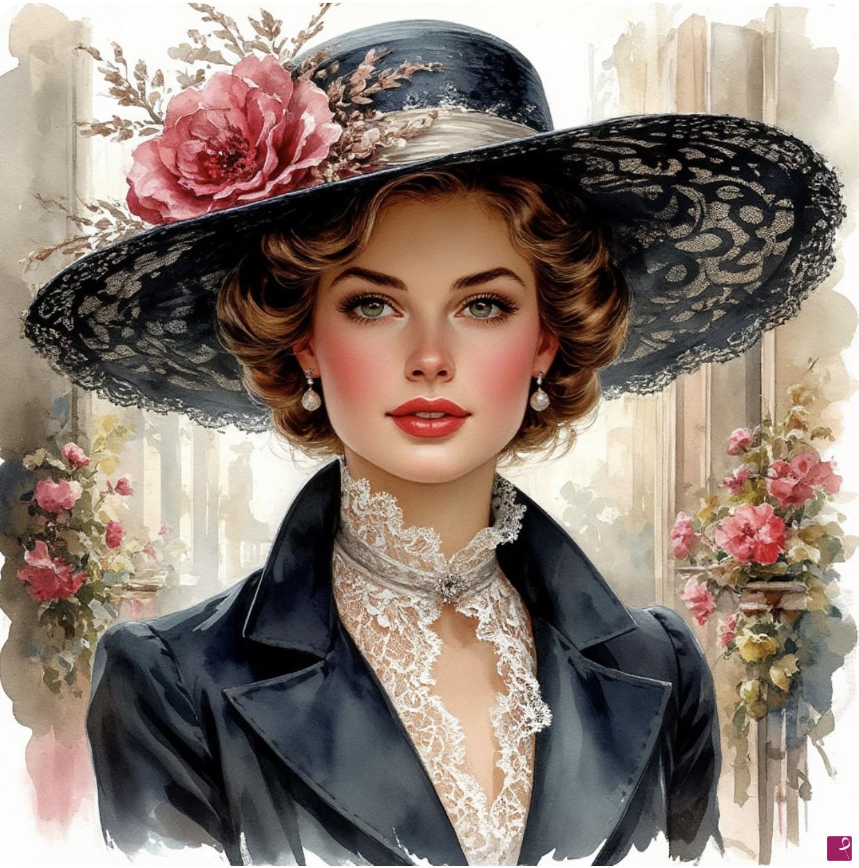 quadri in vendita online - Women in hat 