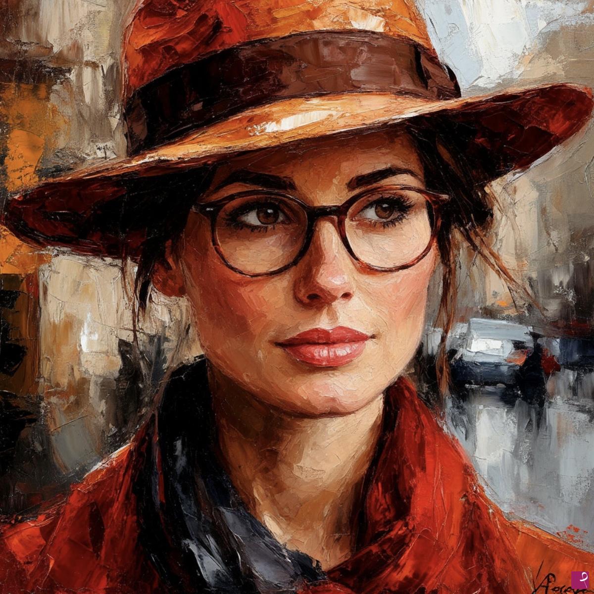 quadri in vendita online - Women in hat 