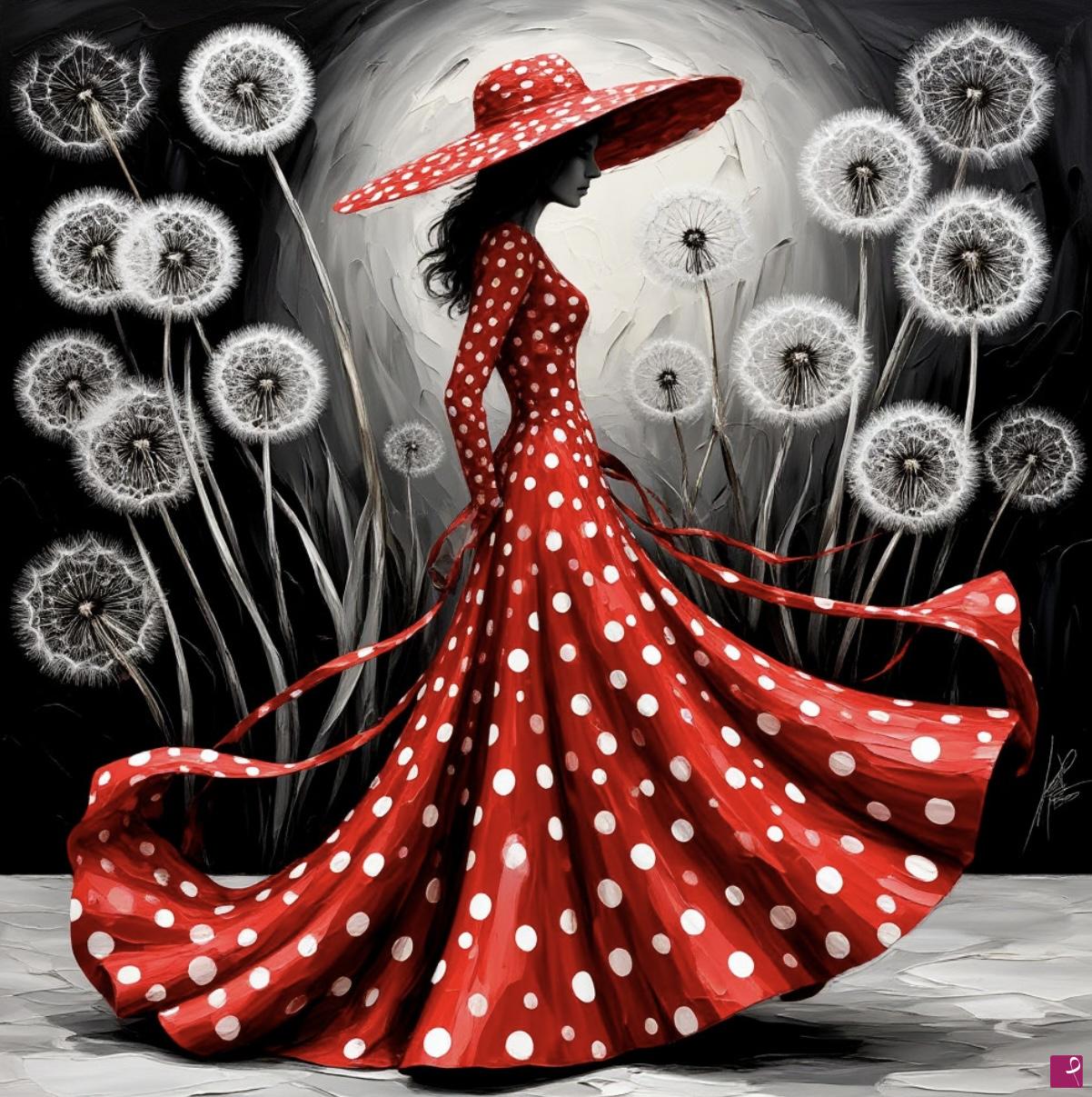 quadri in vendita online - Women in red hat