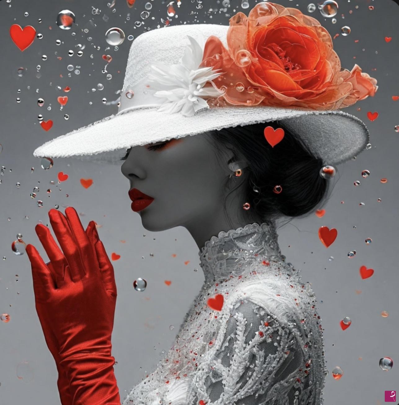 quadri in vendita online - Women in White Hat