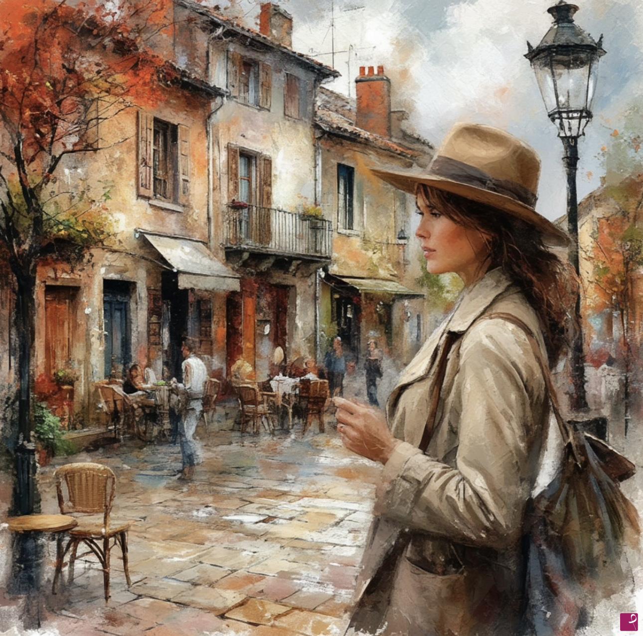 quadri in vendita online - Women on the street 