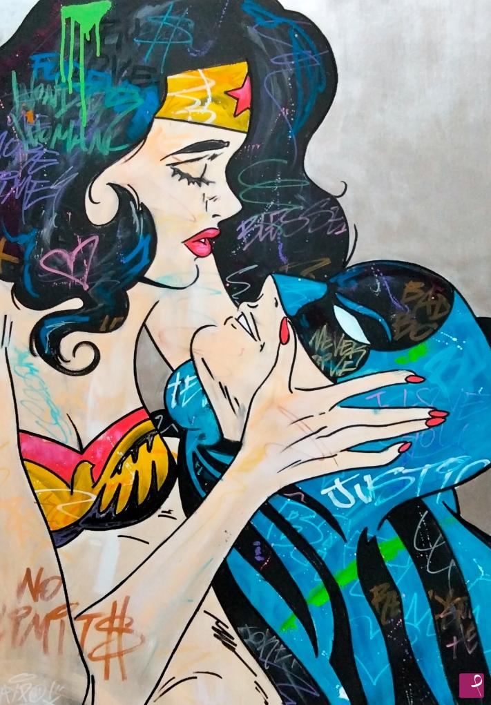 quadri in vendita online - Wonder Woman & Batman - The Kiss #2