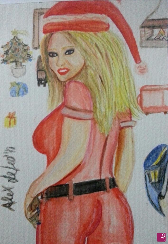 quadri in vendita online - Xmas Lady 