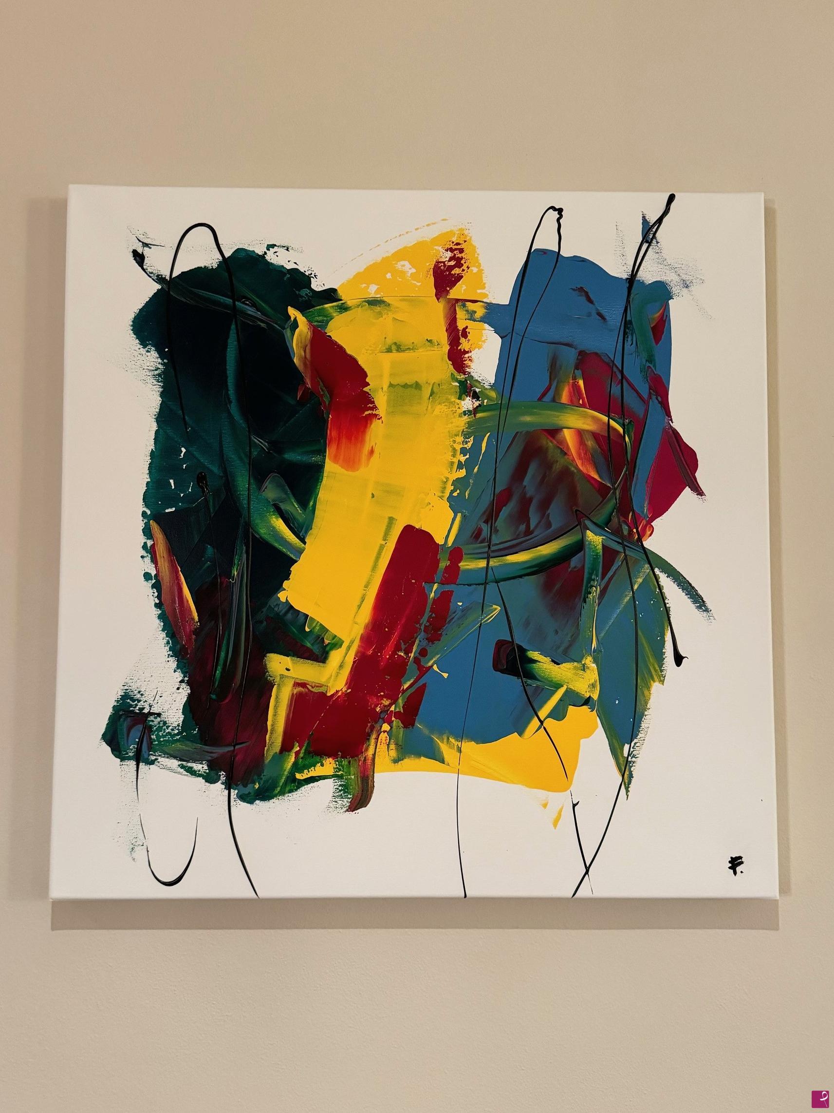 quadri in vendita online - Yellow and green caos