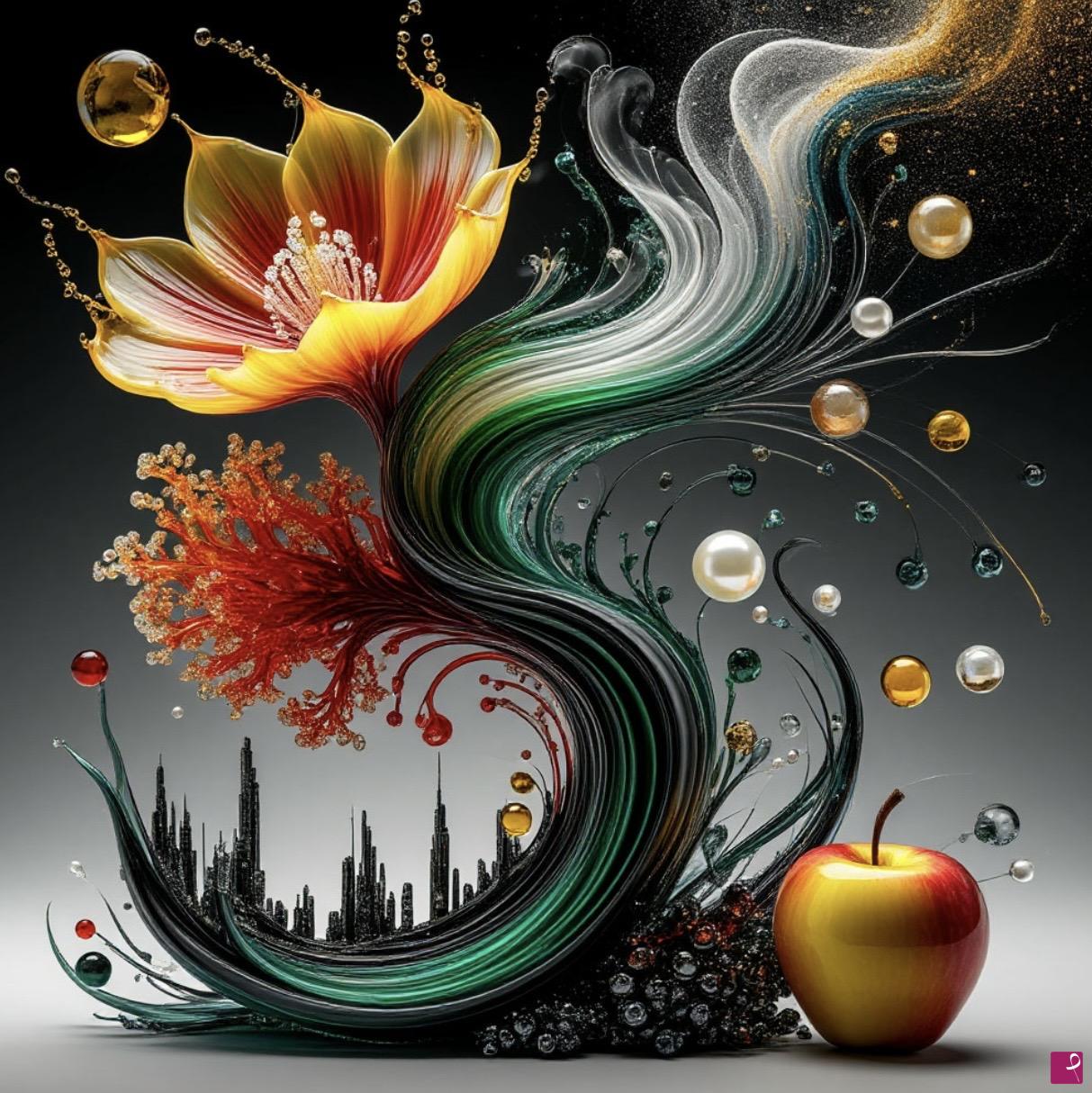 quadri in vendita online - Yellow flower and Apple 