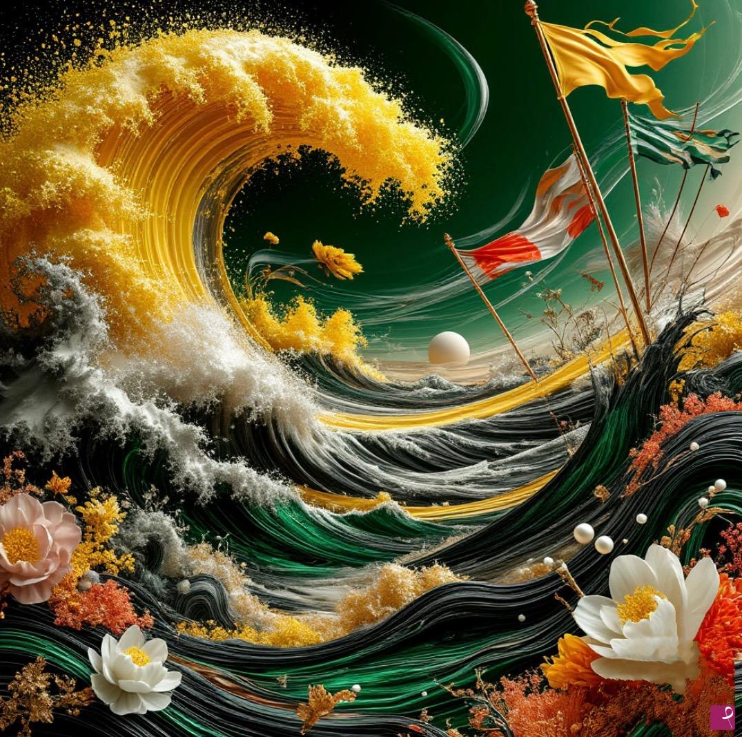quadri in vendita online - Yellow sea wave