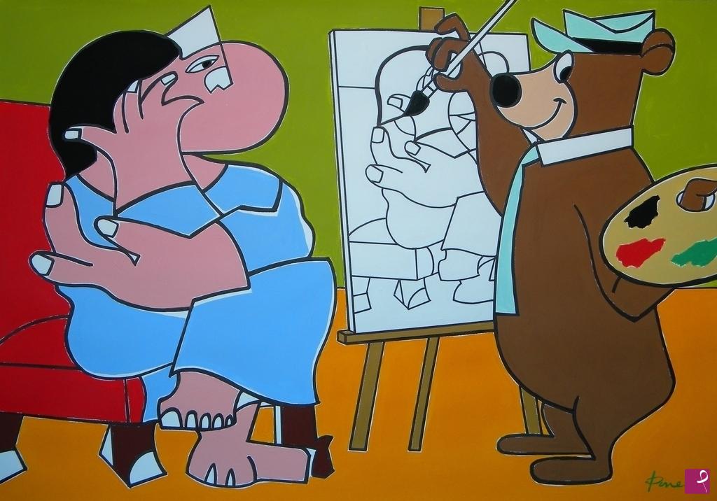 quadri in vendita online - Yogi Bear and the model