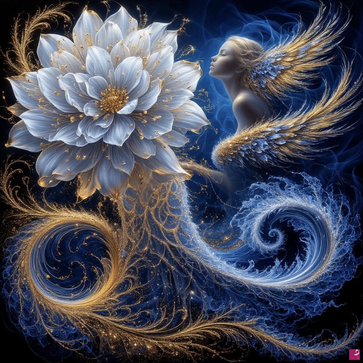 quadri in vendita online - Young Angel and flower 