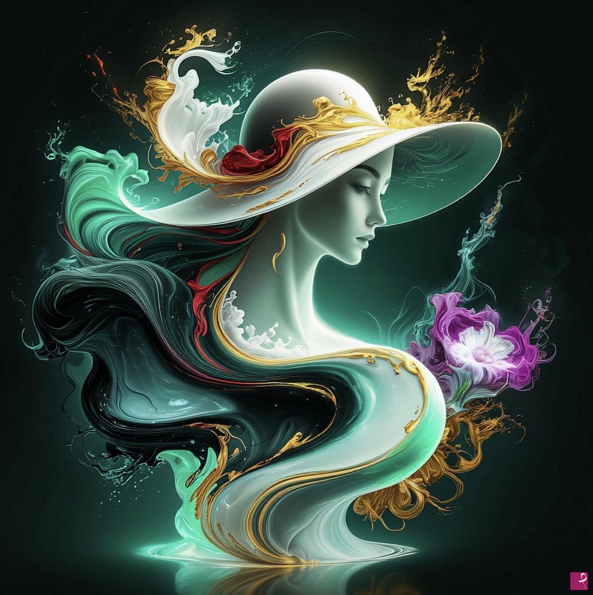 quadri in vendita online - Young girl and flower 