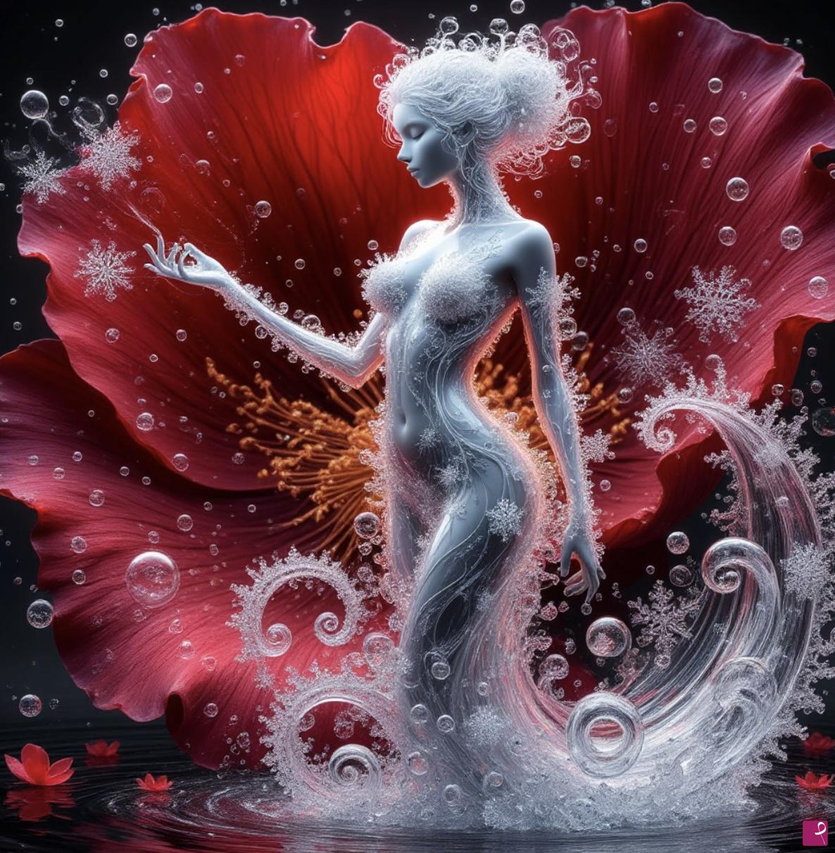 quadri in vendita online - Young girl from flower 