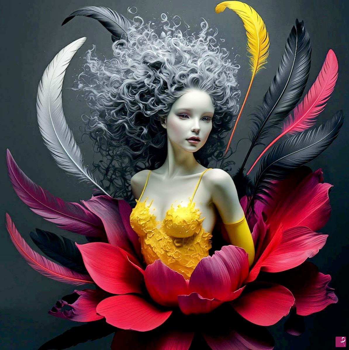 quadri in vendita online - Young girl from flower 