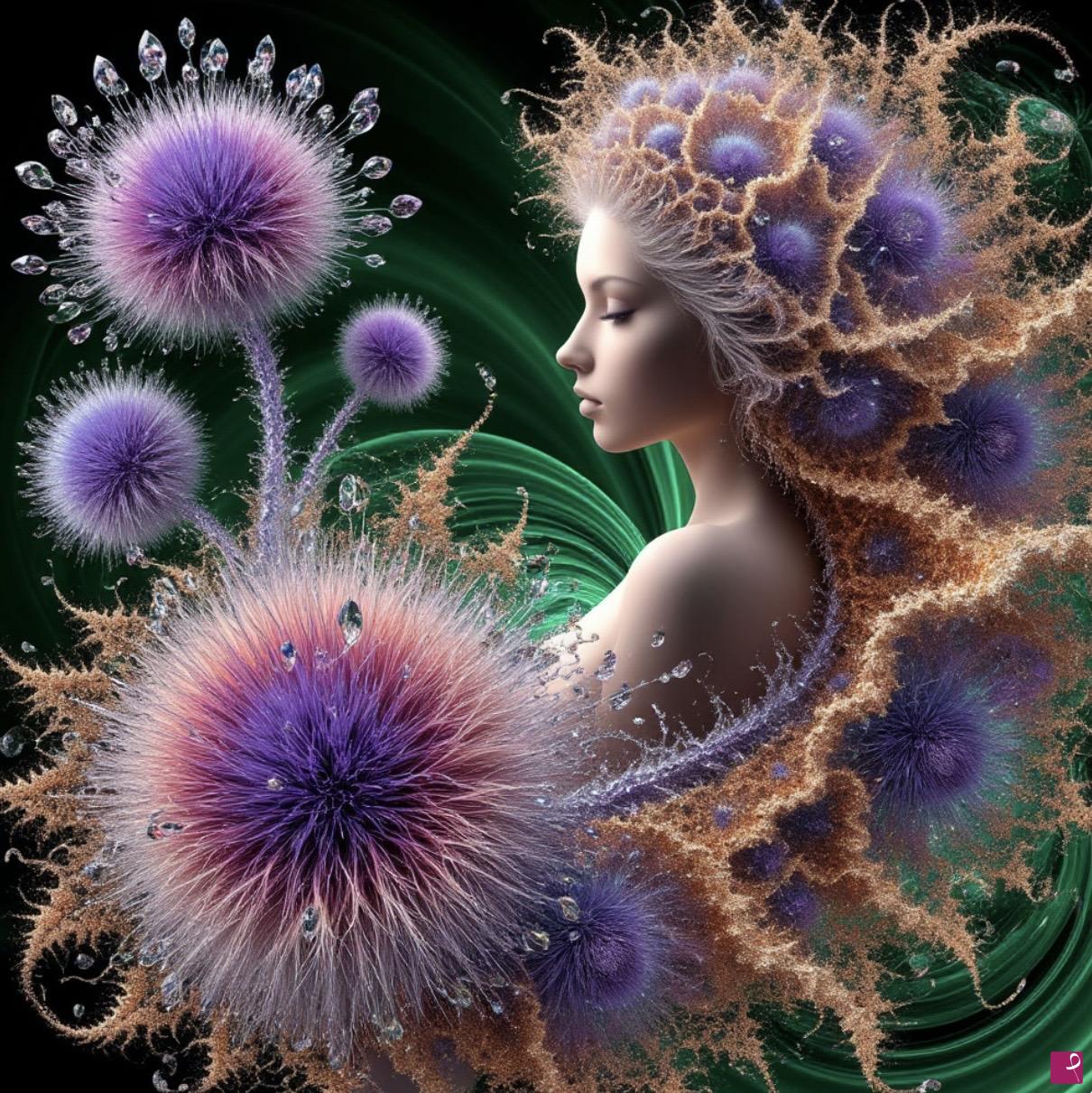 quadri in vendita online - Young girl in flowers
