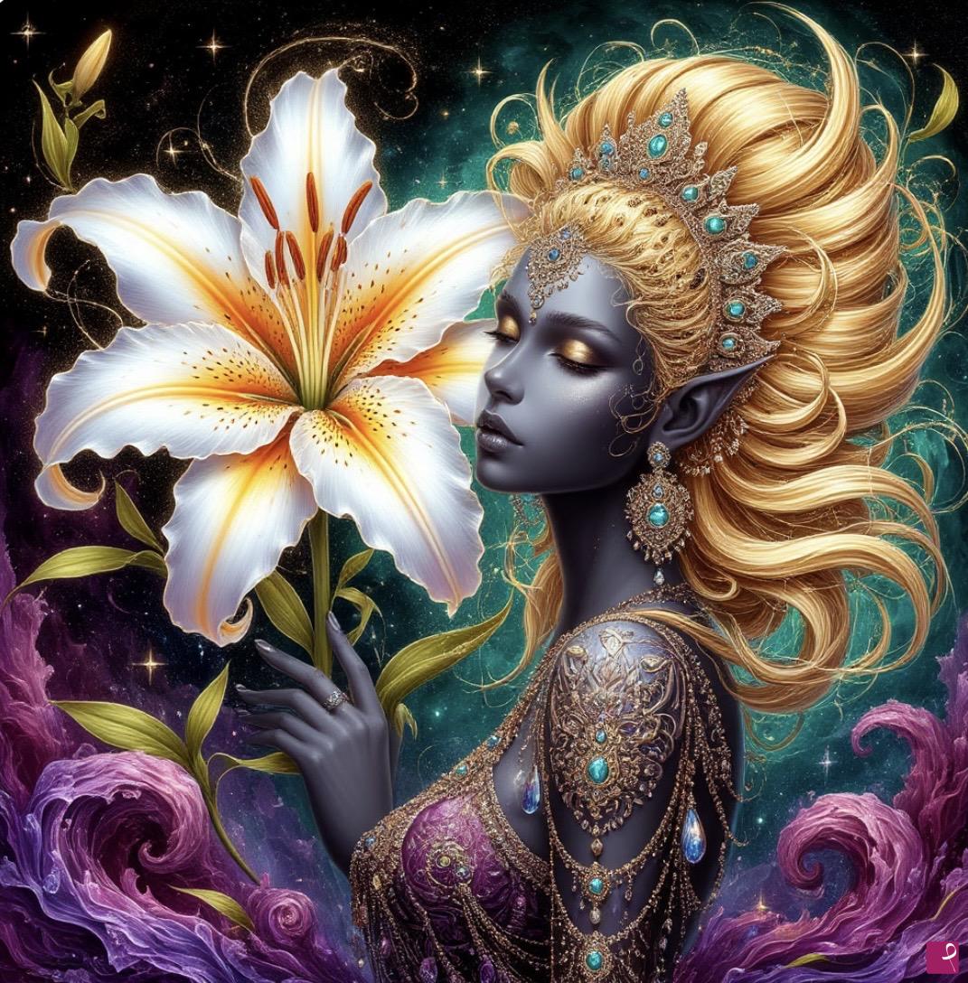 quadri in vendita online - Young girl with flower 