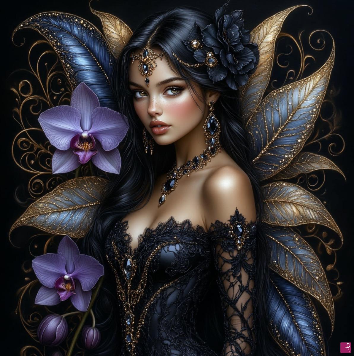 quadri in vendita online - Young girl,flowers 2