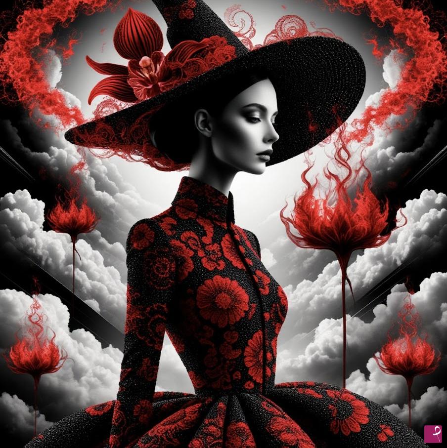quadri in vendita online - Young lady in red